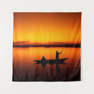 Sunset, Rowing Boat in The Sea Tapestry