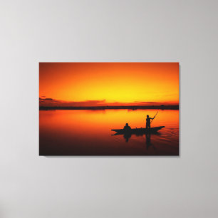 Sunset, Rowing Boat Silhouette-16497 Canvas Print