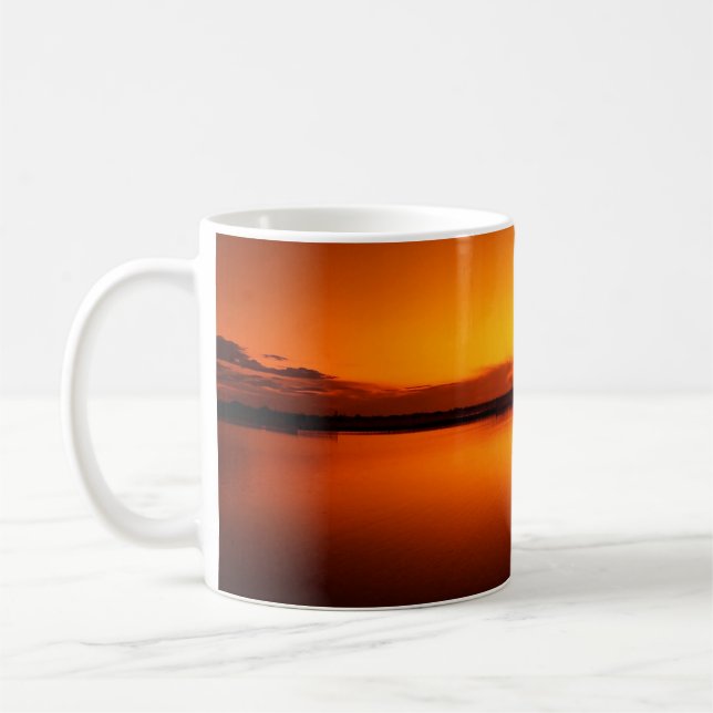 Sunset, Rowing Boat Silhouette-16497 Coffee Mug (Left)