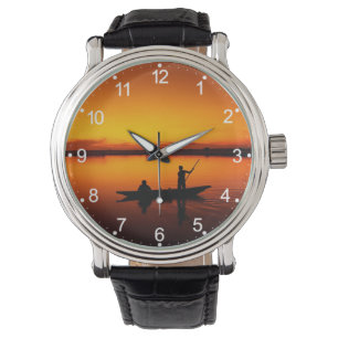Sunset, Rowing Boat Silhouette-16497 Watch