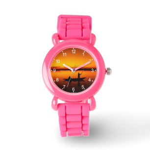 Sunset, Rowing Boat Silhouette-16497 Watch