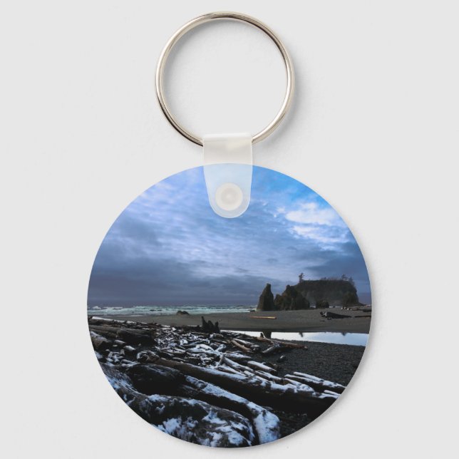 Sunset Ruby Beach Olympic National Park Key Ring (Front)