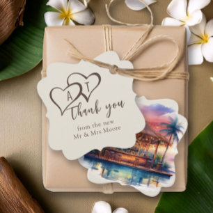 Sunset Rustic Beach Bar Wedding Favour Tags