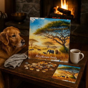 Sunset Safari Serenity African Wildlife  Jigsaw Puzzle