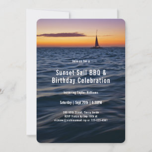 Sunset Sail Contemporary Birthday Invitation