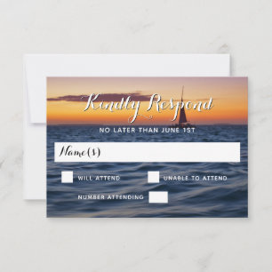 Sunset Sail Modern Nautical Wedding RSVP Card