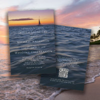 Sunset Sail Modern Nautical Wedding with QR code