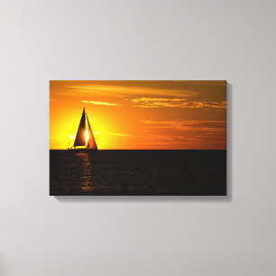sunset sail on lake canvas print