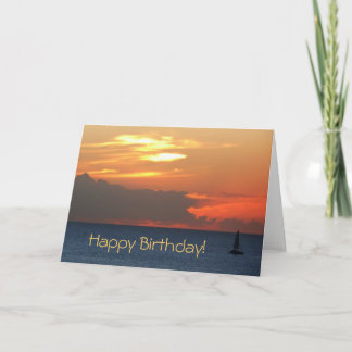 Sunset Sailboat Birthday Card (Blank Inside)