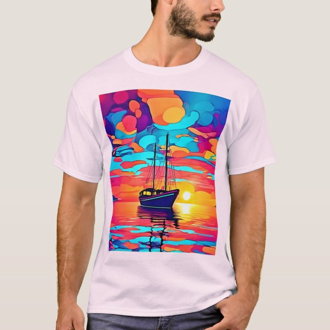 Sunset Sailboat Dreamscape T-Shirt (Front)