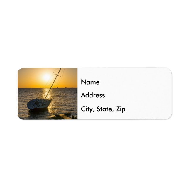 Sunset Sailboat Shipwreck Gulf Breeze FL Labels (Front)