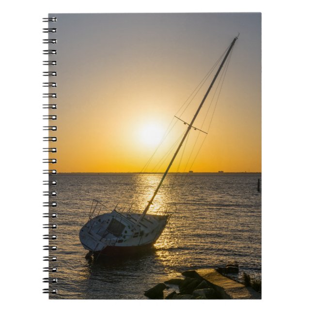 Sunset Sailboat Shipwreck Gulf Breeze FL Notebook (Front)