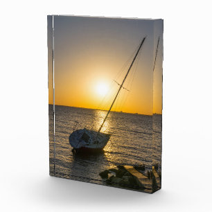 Sunset Sailboat Shipwreck Gulf Breeze FL Photo Block