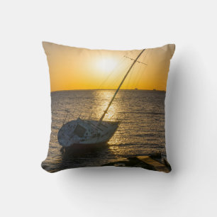 Sunset Sailboat Shipwreck Gulf Breeze FL Pillow