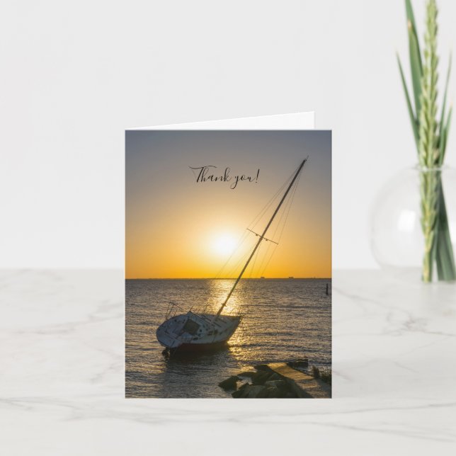 Sunset Sailboat Shipwreck Gulf Breeze Thank You (Front)