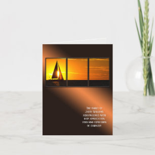 sunset sailboat sympathy Thank You from family Card