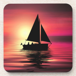 Sunset, Sailing Boat in The Sea-39186 Coaster