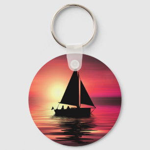 Sunset, Sailing Boat in The Sea-39186 Key Ring