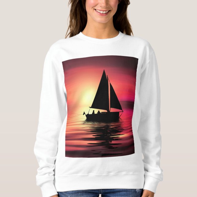 Sunset, Sailing Boat in The Sea-39186 Sweatshirt (Front)