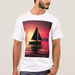Sunset, Sailing Boat in The Sea-39186 T-Shirt