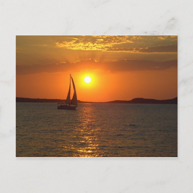 Sunset Sailing Boat Postcard (Front)