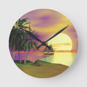 Sunset Sailing Round Clock