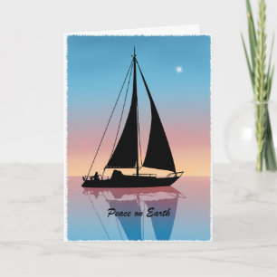 Sunset Sails with Holiday Lights Card