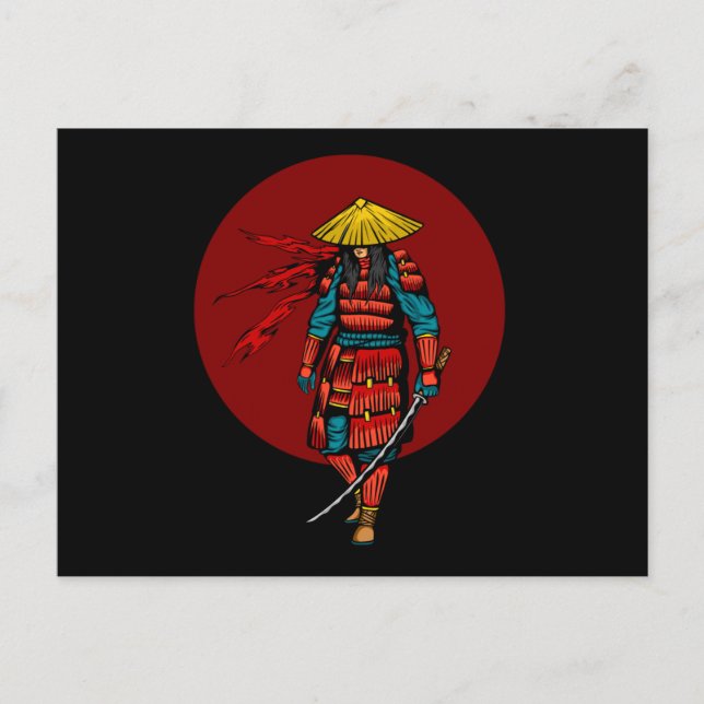 Sunset Samurai Warrior with Katana Postcard (Front)