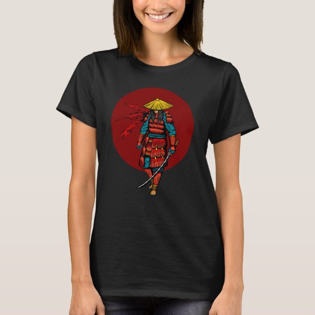 Sunset Samurai Warrior with Katana T-Shirt (Front)
