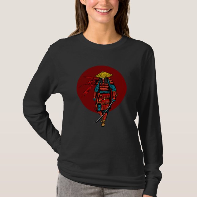 Sunset Samurai Warrior with Katana T-Shirt (Front)