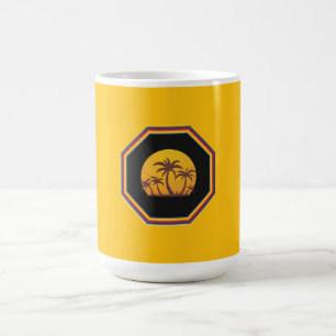 Sunset Scene With Palms In a 7 Sided Frame Coffee Mug