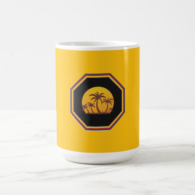 Sunset Scene With Palms In a 7 Sided Frame Coffee Mug (Center)