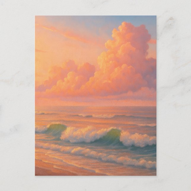 Sunset Sea Cloud - Pastel Painting Style Postcard (Front)