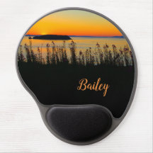 Sunset sea gel mouse pad, own name, nature scene