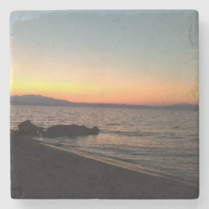 Sunset Sea Mountain Photo Marble Stone Coaster