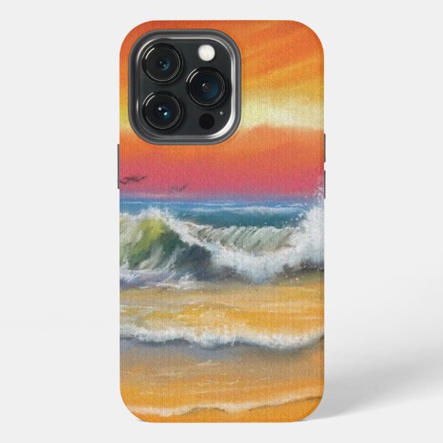 Sunset Sea Painting iPhone Case (Back)