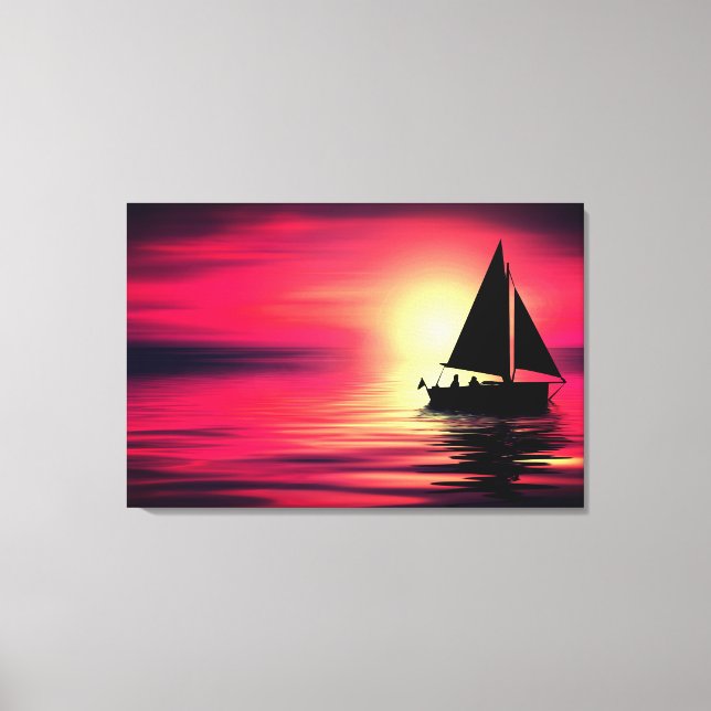 Sunset, Sea, Sailing Boat-39186 Canvas Print (Front)