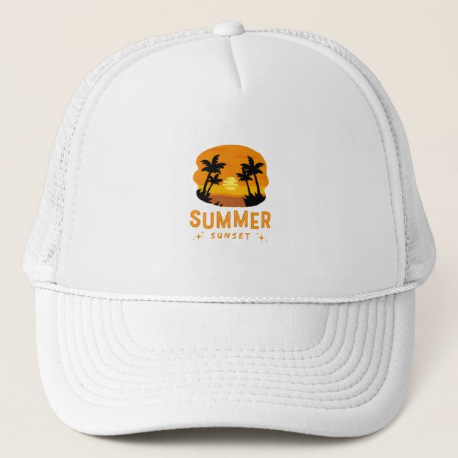 sunset sea trucker hat (Front)