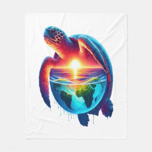 Sunset Sea Turtle Fleece Blanket