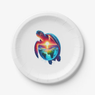 Sunset Sea Turtle Paper Plate