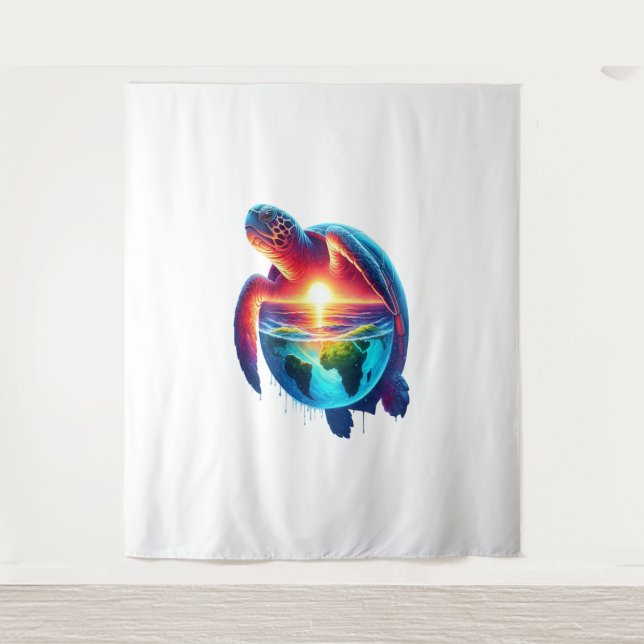 Sunset Sea Turtle Tapestry (Front)