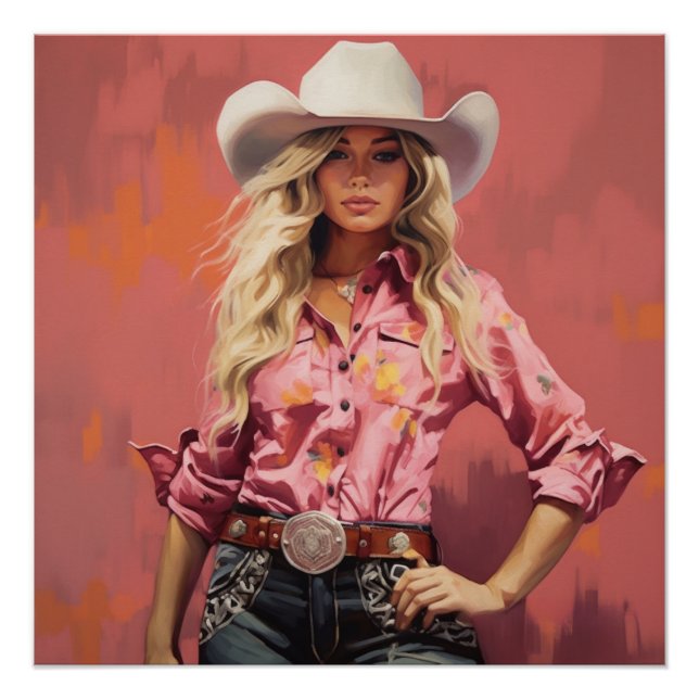 Sunset Serenade: Cowgirl Wall Art (Front)