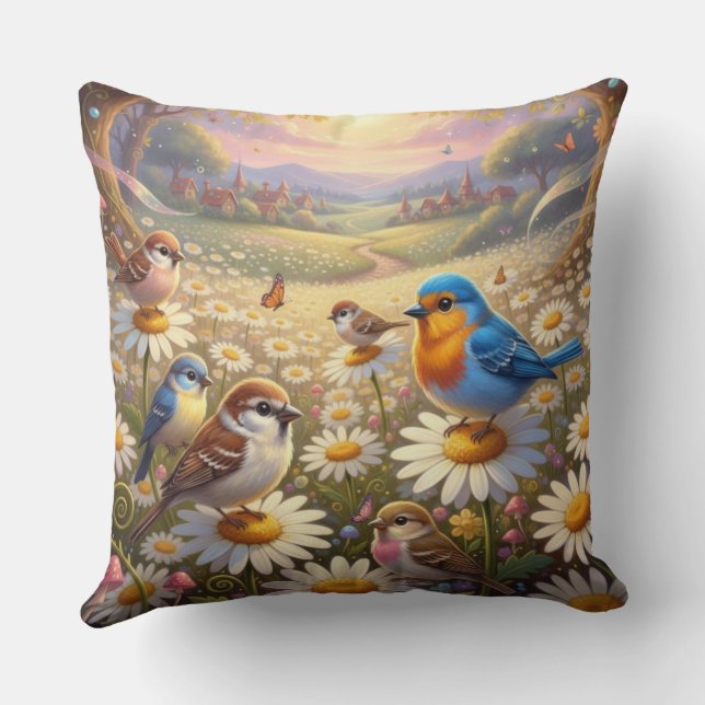 Sunset Serenade in a Meadow Cushion (Back)