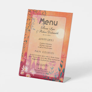 Sunset Serenade Pedestal Wedding Menu Pedestal Sign