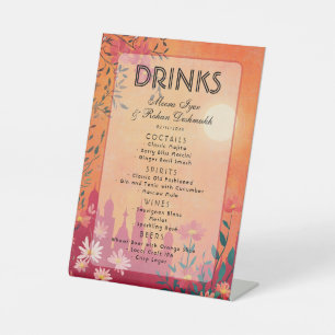 Sunset Serenade Wedding Menu Pedestal Sign