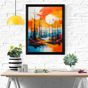 Sunset Serenity - Abstract Landscape Poster