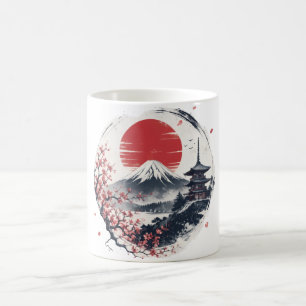 Sunset Serenity at Mount Fuji – Japanese Ink Art Coffee Mug