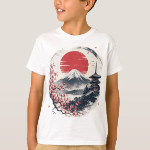 Sunset Serenity at Mount Fuji – Japanese Ink Art T-Shirt
