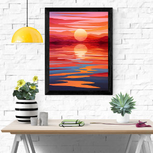 Sunset Serenity - Vibrant Landscape Art Poster