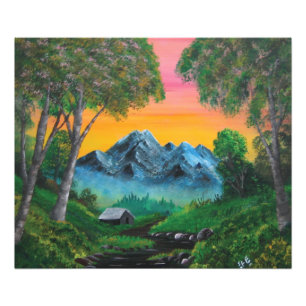 Sunset Shack in Mountain Forest Photo Print